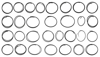 Collection of hand-drawn circles and ovals (1)