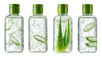 Scientific experiment, three bottles filled with an unknown transparent liquid in a laboratory setting