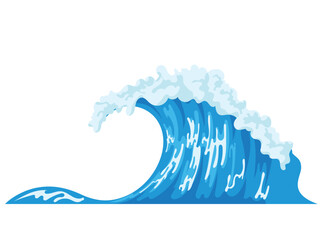 Big sea waves with intricate curves and sparks illustration