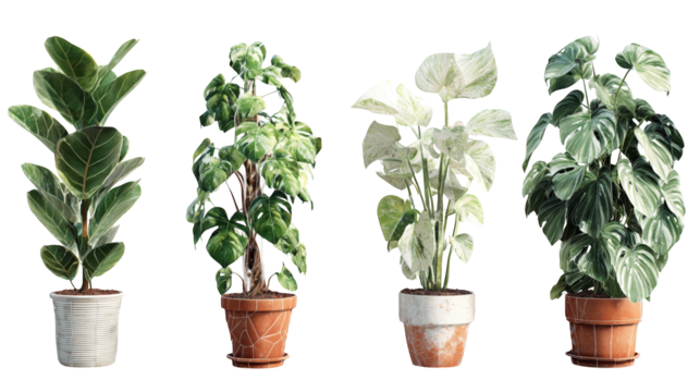 Flourishing foliage, a row of potted plants for vibrant green decor lush