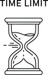 An hourglass illustration with a time limit concept, showcasing the passage of time and deadlines, perfect for projects related to time management and productivity, rendered in a clean line art style.