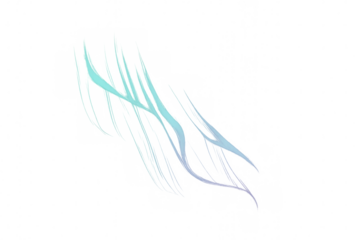 Cyan and blue light trails are intersecting, creating an abstract design on a transparent background