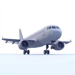 Obraz premium Low Poly Gray Airplane Model on Light Background