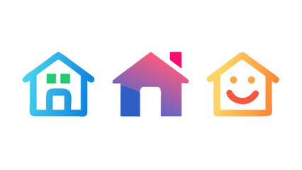 Fototapeta premium Colorful house icons vector illustration for real estate logo design and home decoration with modern style