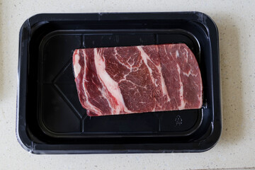 Ribeye steak in vacuum packaging