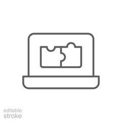 Laptop Puzzle Problem Solving Outline Icon Editable Stroke Online Education