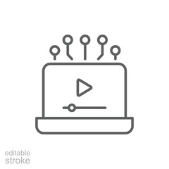 Laptop Online Video Outline Icon Editable Stroke Online Education