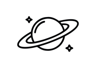 Saturn line art Vector Illustration