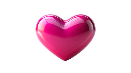 Photo of a glossy vibrant pink heart shape isolated on a clean transparent background symbolizing love romance and affection