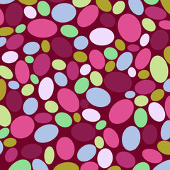 Bright simple abstract geometric seamless pattern Dynamic multicolor silhouette flat ovals, circles, rounded shapes, disks Vibrant festive joyful colors