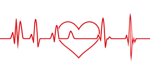 Photo of a vibrant red electrocardiogram line that elegantly forms a heart shape symbolizing the crucial connection between heart health life and medical monitoring isolated on transparent background