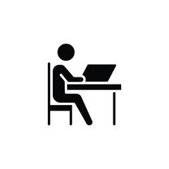 Desk Educate Study Glyph Style Icon Solid Black Silhouette Online Education