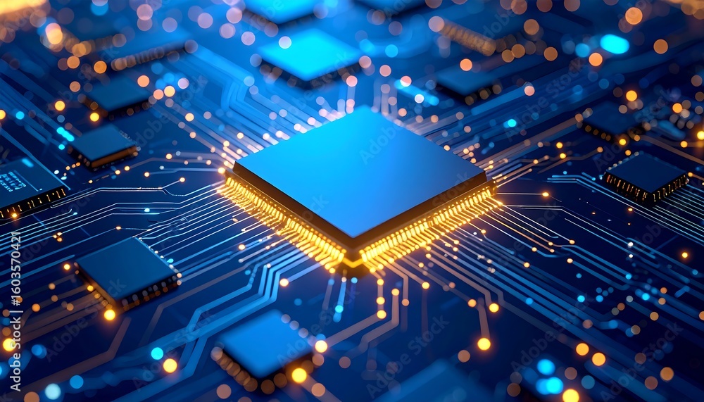 Poster close-up of a circuit board with cpu