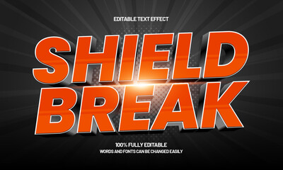 shield break editable text effect with a hero and fight text style