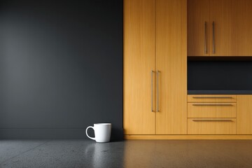 Modern room with light wood cabinets
