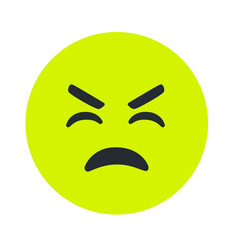 Bright green angry emoji face with squinted eyes, suitable for emotion sets, reaction icons, or expressive cartoon illustrations.
