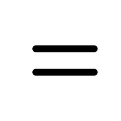 Simple 2D image showing a bold equal sign, ideal for math education, teaching symbols, or minimalist icon design use.
