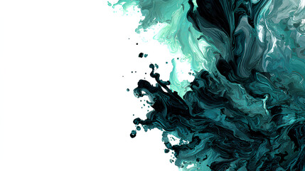 Abstract teal and black digital art white background. Stock Illustration