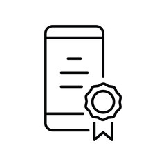 Certificate Diploma Mobile Outline Icon Online Education