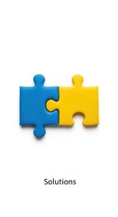 Obraz premium Two interlocking blue and yellow puzzle pieces on a white background jigsaw puzzle connection