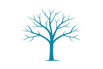Obraz premium Bare Tree in Winter Minimalist Outline Vector Illustration on White Background