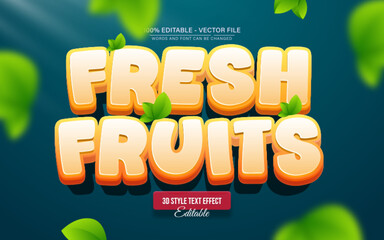 Fresh Fruit 3D Cartoon Text Effect Editable