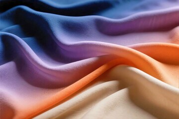 Colorful Ombre Fabric in Spiral Fold with Blue, Purple, and Orange Tones
