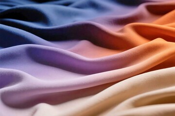 Colorful Ombre Fabric in Spiral Fold with Blue, Purple, and Orange Tones