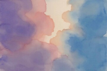 Watercolor Ombre Sky with Pink, Purple, and Blue Pastel Cloud Layers
