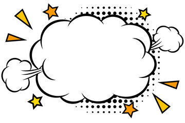 ポップなアメコミデザインの雲型ふきだしイラスト