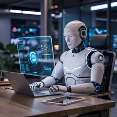 AI agent working on computer laptop 