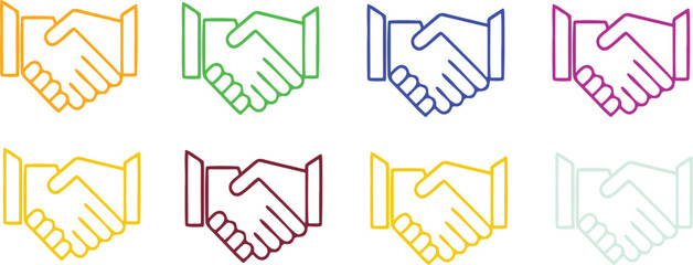 Isolated black handshake vector icon, agreement, business deal, trust, partnership, teamwork, negotiation, clean editable business symbol