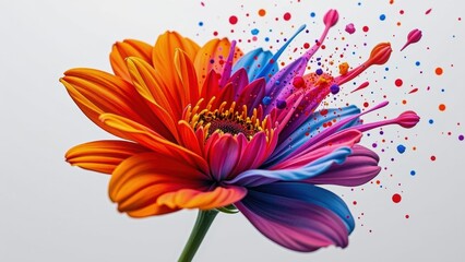 Vibrant flower with watercolor in augmented reality showcases stunning blend of colors and artistic splashes that captivate viewer