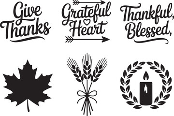 Obraz premium Give Thanks Text Design | Fall Harvest Quote