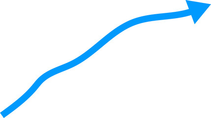 Bright blue arrow showing upward trend on black background