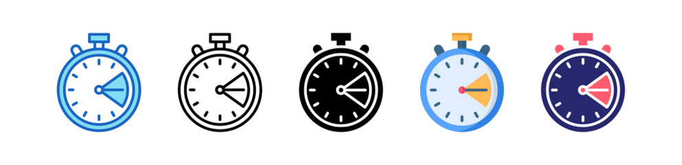 Stopwatch Multiple Style Icon Set Collection.  