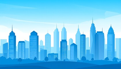 Obraz premium City skyline, stylized blue