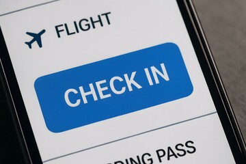 Flight check in online mobile app boarding pass airplane travel airport convenience technology digital