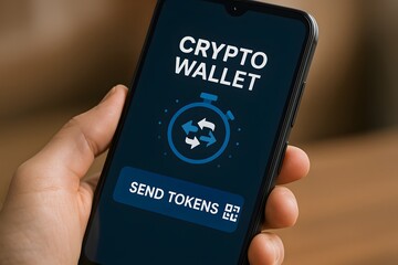 Crypto wallet app on phone for sending tokens and managing digital assets securely and conveniently now