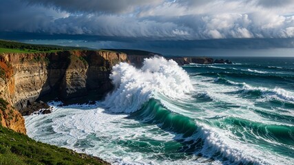 waves crashing on rocks