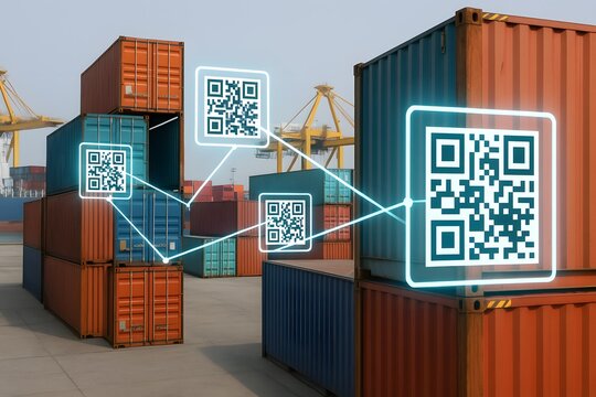 Container qr code tracking and logistics for global trade and supply chain management system tech solution
