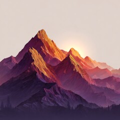 Obraz premium Majestic Mountain Range at Dawn with Vibrant Colors and Calm Atmosphere in a Tranquil Landscape Setting