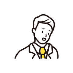 ビジネスマンが悩んでいる上半身のシンプルなイラスト素材