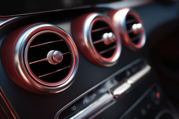 Obraz premium Close-up car AC vents, dark interior