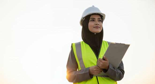 Confident Muslim Female Engineer - Powered by Adobe