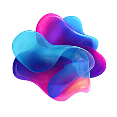 Abstract, vibrant, fluid forms in fuchsia, blue, and purple, merging into a dynamic cluster