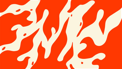 Abstract fluid organic shapes in bold red and cream