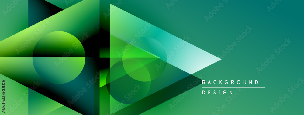 Aufkleber abstract geometric shapes overlap, creating dynamic green gradients. modern design suggests technolo