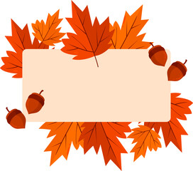 
Flat autumn greeting card with empty space for text in the middle