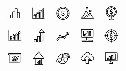 Financial growth charts and business success icons for data analysis and market trends presentation design